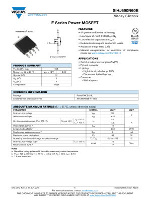 SIHJ690N60E datasheet cover page