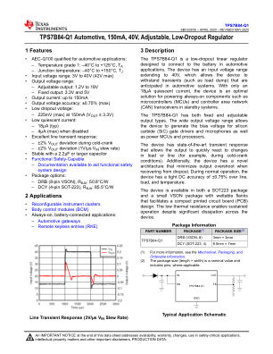 TPS7B84-Q1 datasheet cover page