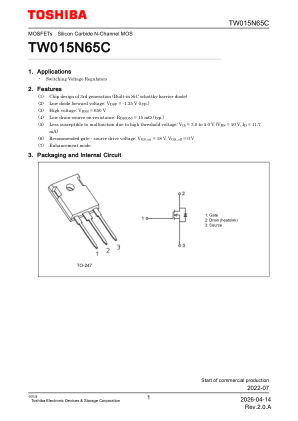 TW015N65C datasheet cover page