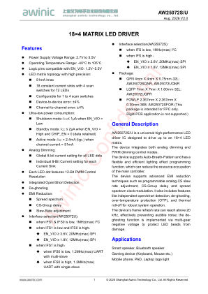 AW25072S datasheet cover page