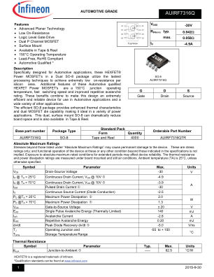 AUIRF7316Q 数据手册首页