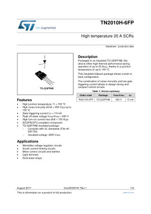 TN2010H-6FP 数据手册首页