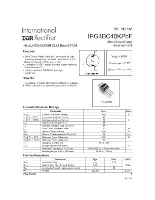 IRG4BC40K 数据手册首页