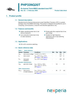 PHP33NQ20T datasheet cover page