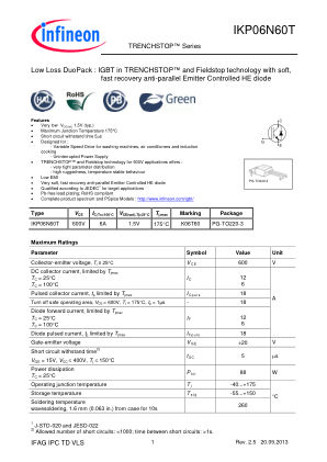 IKP06N60T datasheet cover page