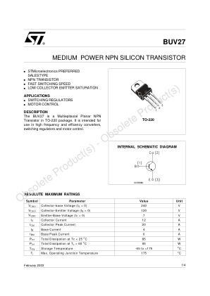 BUV27 datasheet cover page