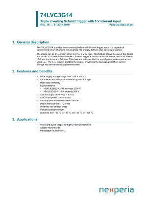 74LVC3G14GM datasheet cover page