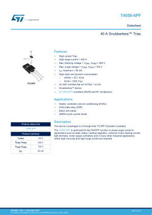 T4050-6PF datasheet cover page
