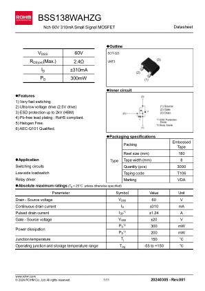 BSS138WAHZG datasheet cover page