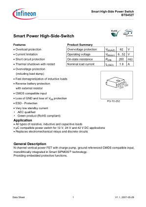 BTS452T datasheet cover page