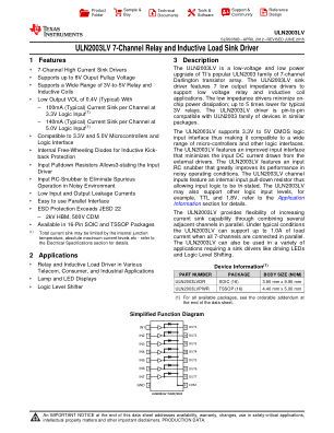 ULN2003LV datasheet cover page
