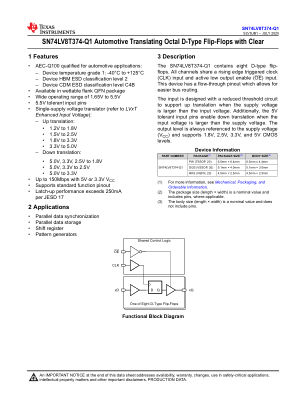 SN74LV8T374-Q1 datasheet cover page