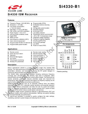 SI4330-B1-FMR 数据手册首页