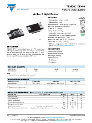 TEMD6010 数据手册首页