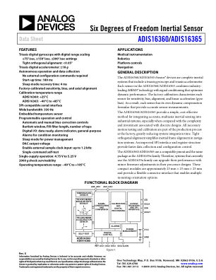 ADIS16360 数据手册首页