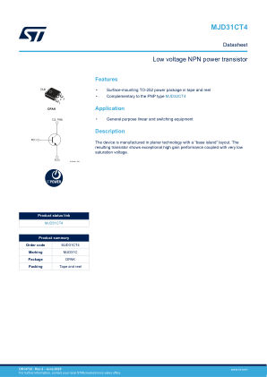 MJD31CT4 datasheet cover page