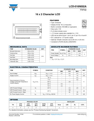 LCD016N002A datasheet cover page