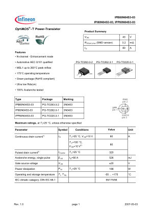 IPB80N04S3-03 datasheet cover page