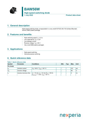 BAW56W datasheet cover page