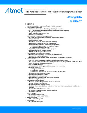 ATMEGA64A-AU datasheet cover page