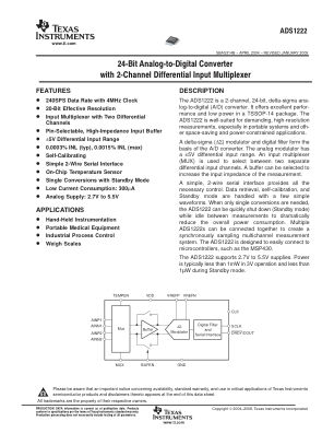 ADS1222 datasheet cover page