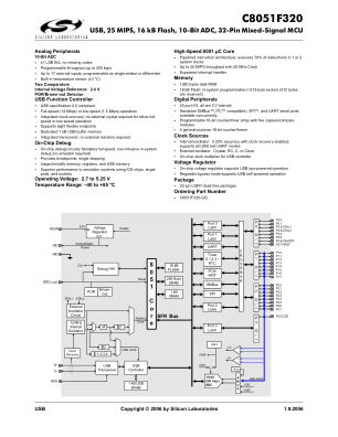 C8051F320-GQR 数据手册首页