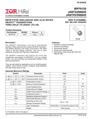 JANTX2N6845 数据手册首页