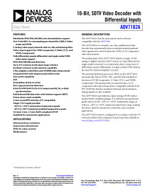 ADV7182A datasheet cover page