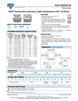 IHLP-2020CZ-5A datasheet cover page