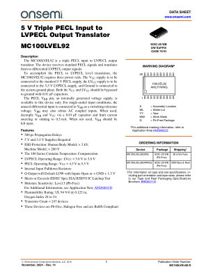 MC100LVEL92 datasheet cover page