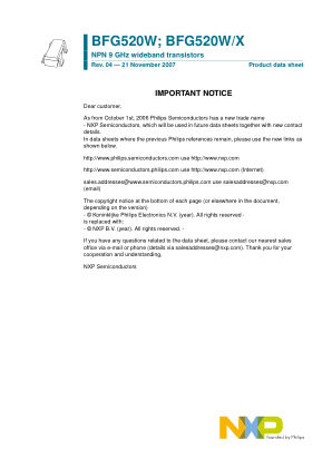 BFG520W datasheet cover page