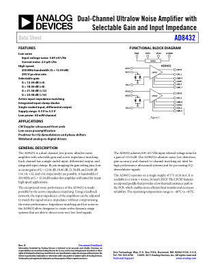 AD8432 datasheet cover page