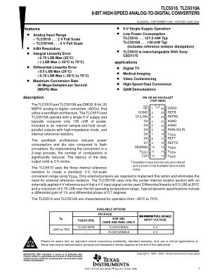 TLC5510A datasheet cover page