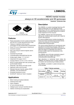 LSM6DSL datasheet cover page