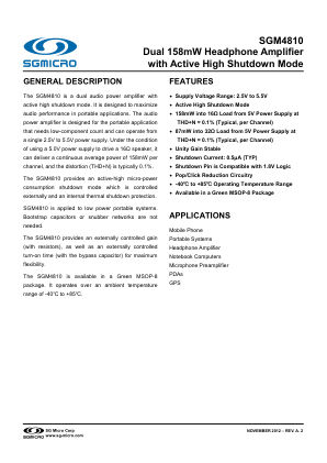 SGM4810 datasheet cover page
