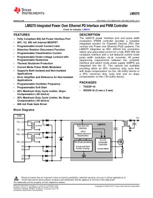 LM5070 数据手册首页