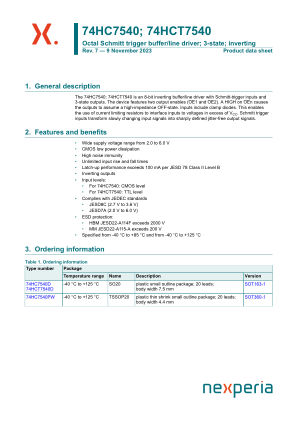 74HC7540PWJ datasheet cover page