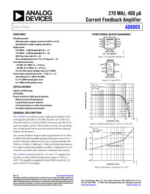 AD8005 数据手册首页