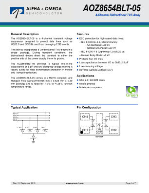 AOZ8654BLT-05 datasheet cover page