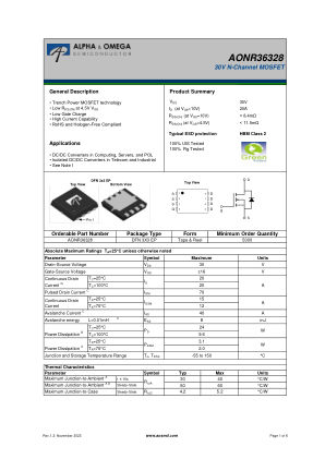 AONR36328 datasheet cover page