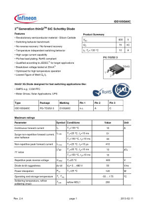 IDD10SG60C datasheet cover page