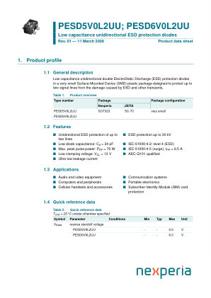 PESD5V0L2UU datasheet cover page