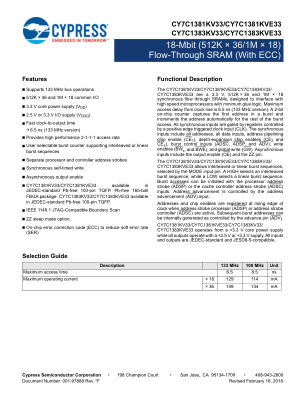 CY7C1381KV33 datasheet cover page