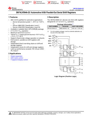 SN74LV594A-Q1 数据手册首页