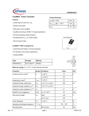 IPA90R340C3 数据手册首页
