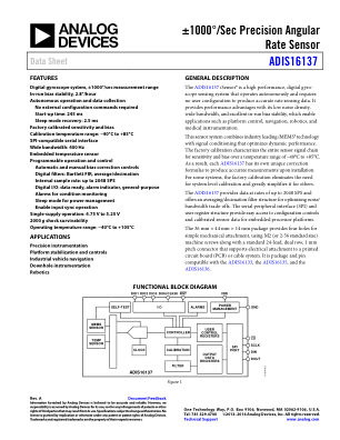 ADIS16137 数据手册首页