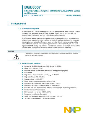 BGU8007 datasheet cover page