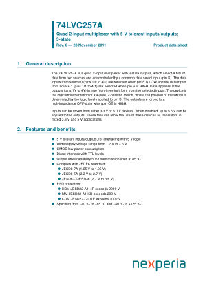 74LVC257ADB datasheet cover page