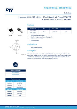 STB24N65M2 datasheet cover page