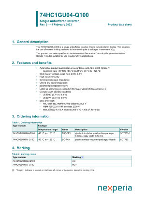 74HC1GU04GW-Q100125 datasheet cover page